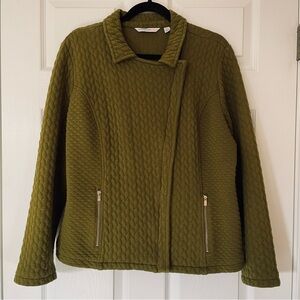 💚 Isaac Mizrahi Live! Quilted Olive Moto Jacket